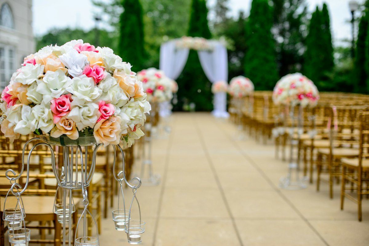 Garden set for an evening celebration